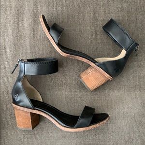 Frye sip up black block wooden heel